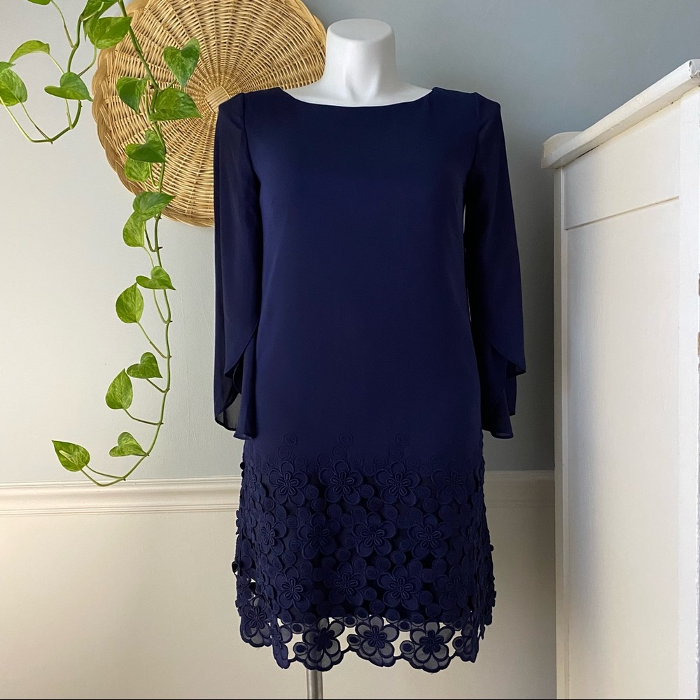 Tahari Arthur S Levine Navy Sheath Dress